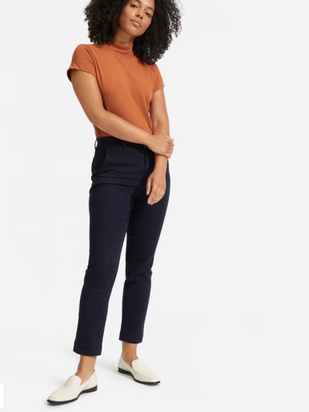 4 Everlane the slim leg crop ankle navy blue pants pockets F-BTM-CTN-PNT-SLM
